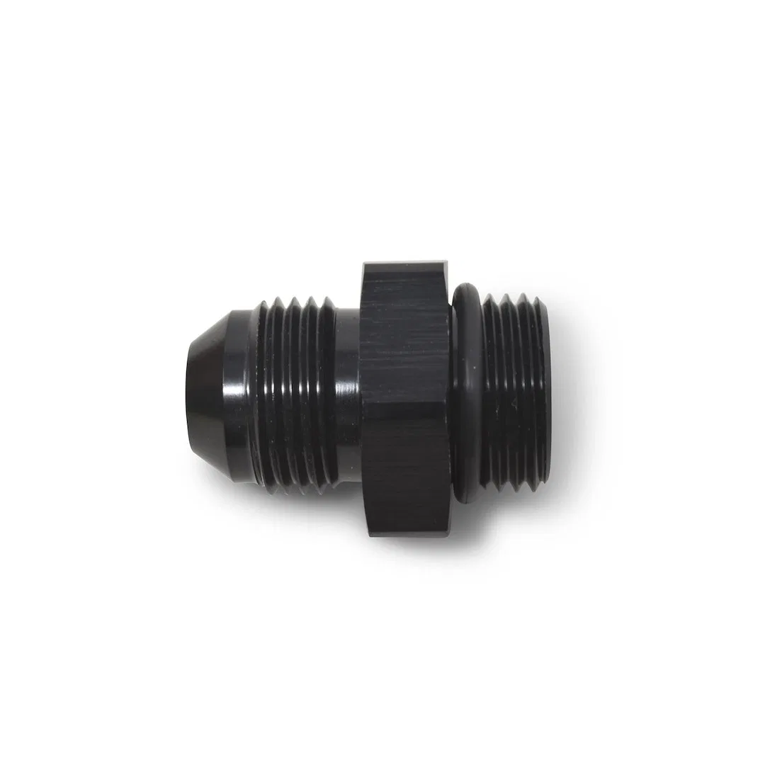 670700 – RUSSELL/EDEL Coupler Fitting, -8 AN Male Straight With O-Ring Aluminum Black Single
